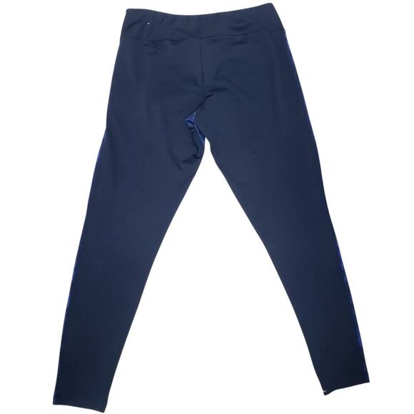 Adidas Performance Leggings Tights Navy Blue Animal Print Three Stripes Logo M - Picture 6 of 13